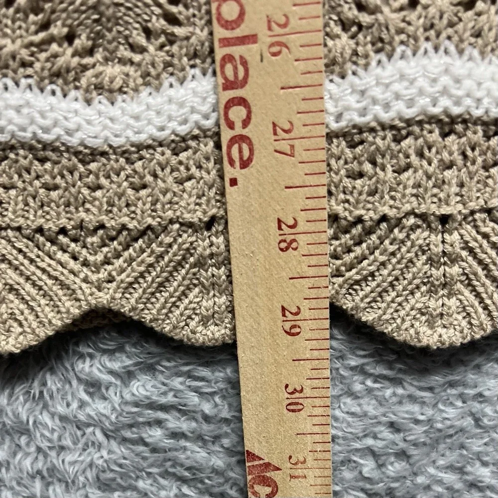 LC Lauren Conrad Pointelle Top Women 3X Beige White Sleeveless Lined Scallop Hem - Picture 12 of 12